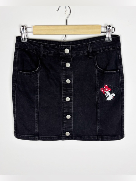 Disney Other - Disney Minnie Mouse Black Denim Button-Front Skirt Girls Size XL